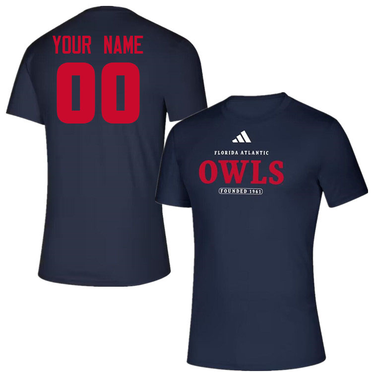 Custom Florida Atlantic Owls Name And Number College Tshirts-Navy